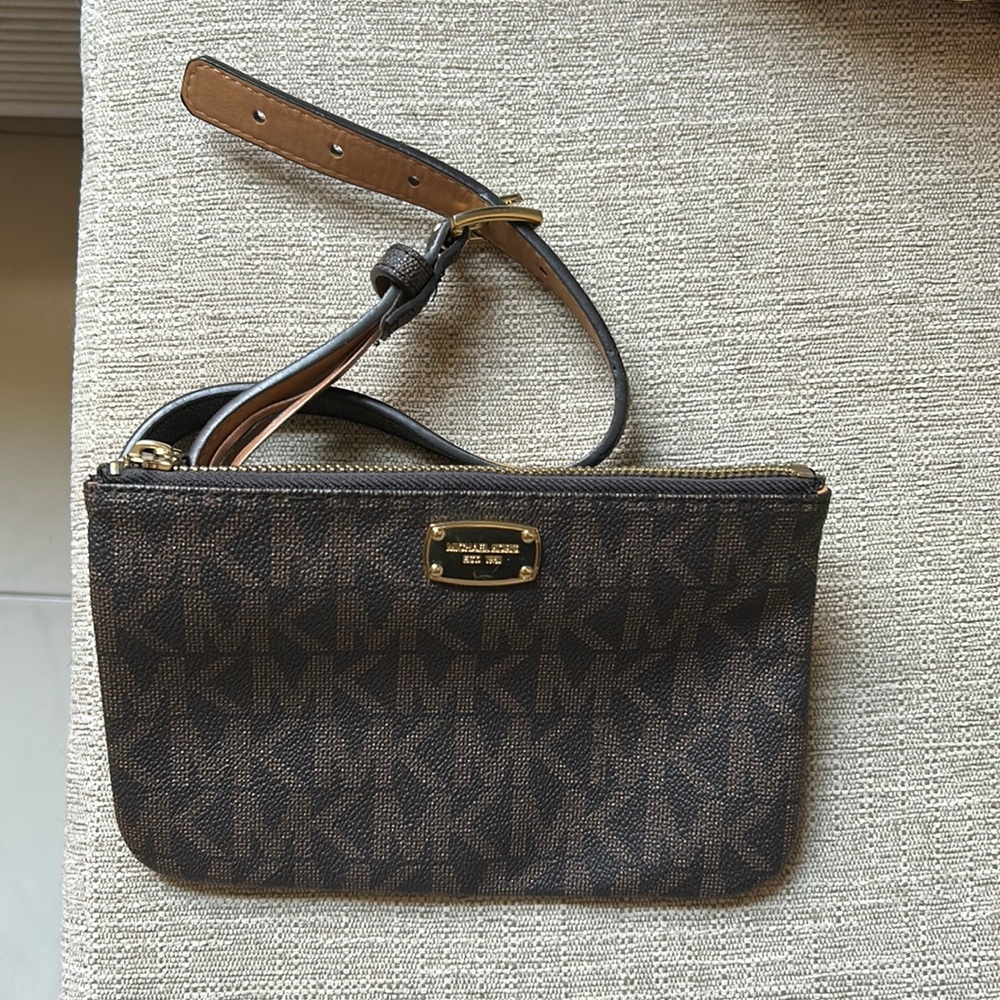 Michael Kors logo leather wallet waist bag